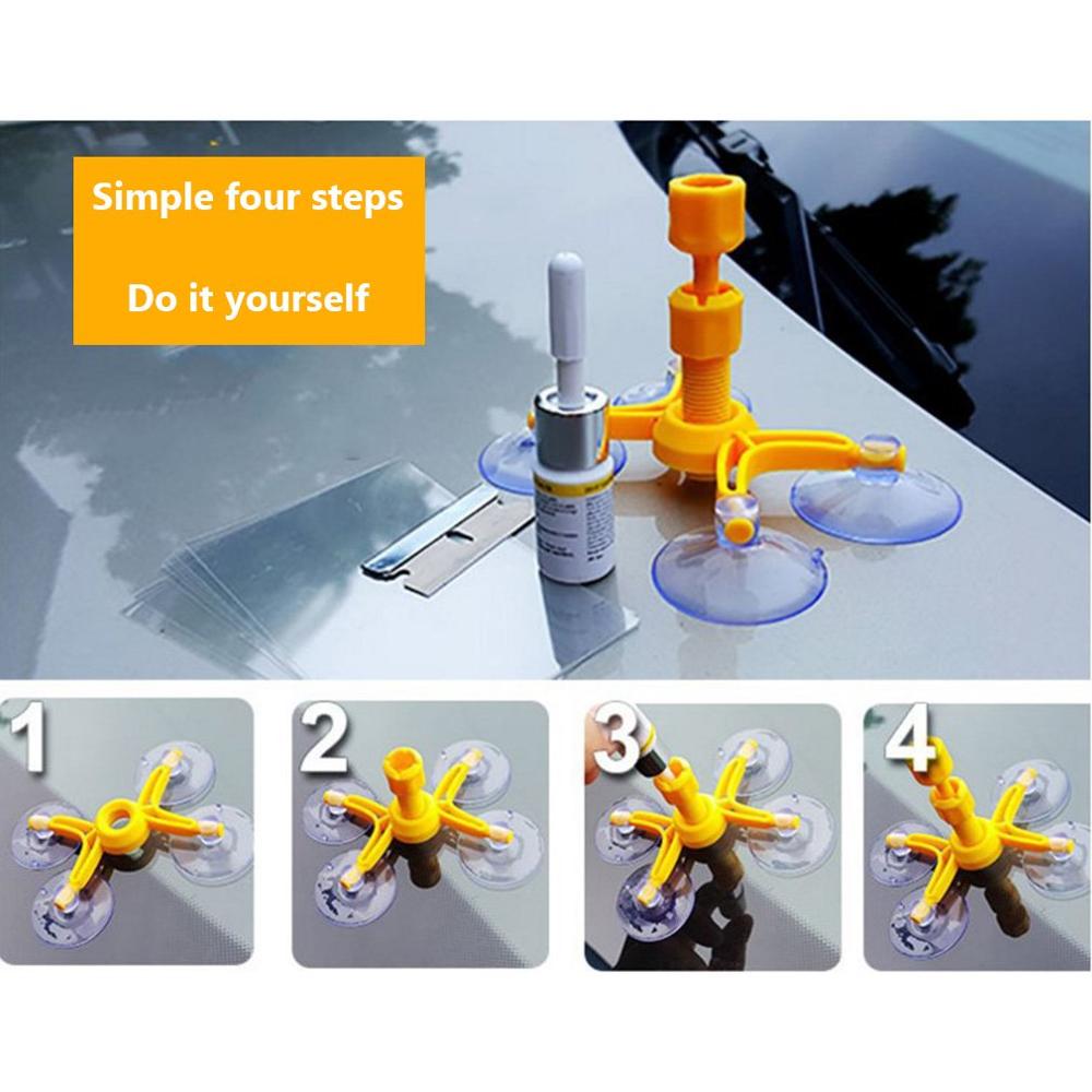 Car Styling Windshield Repair Kit Car Window Glass Scratch Crack Restore Repair Tool Car Window Screen Polishing Polishing 1Set