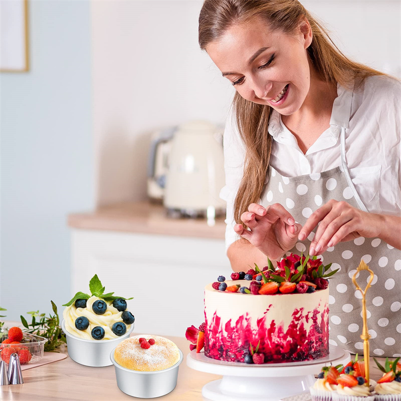 1/2/4/6 Stück feste 4-Zoll-Kuchenform aus Aluminium mit fester Basis, kleine Kuchenform, wiederverwendbar, runde Kuchendosen, Küchenhelfer, perfekt zum Backen