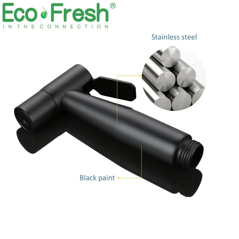 Ecofresh Bidets Zwart Badkamer Bidet Wc Kraan Bidet Koud Water Hygiënische Douche Moslim Douche Enkel Gat Draagbare Spuit