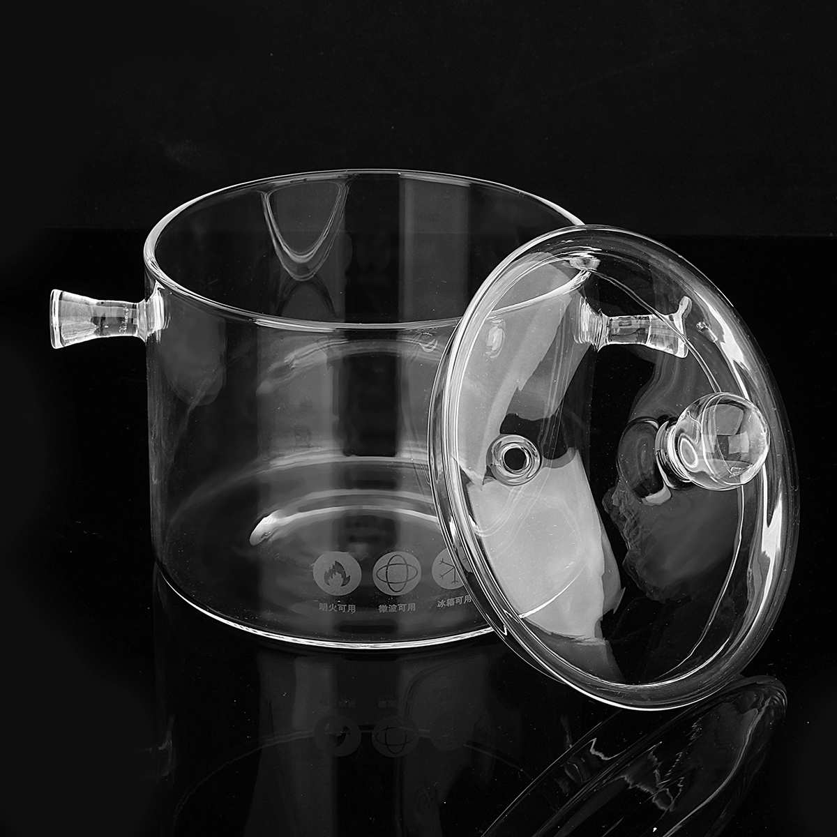 Household Glass Soup Pot Glass Saucepan Transparent Soup Cooker Heat Resistant Instant Noodle Bowl Pot Kitchen Supplies 1.5/1.7L