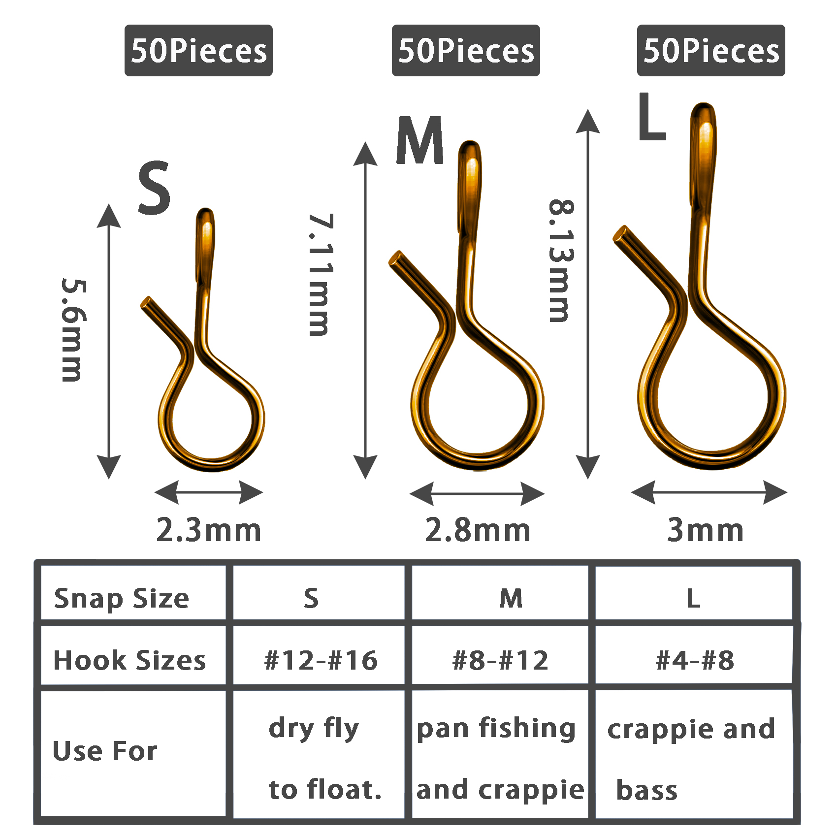 Eupheng 50pcs Fly Fishing Snap Quick Change Stainless Steel Fly No Knot Snap Connector Tying Tools Accessories