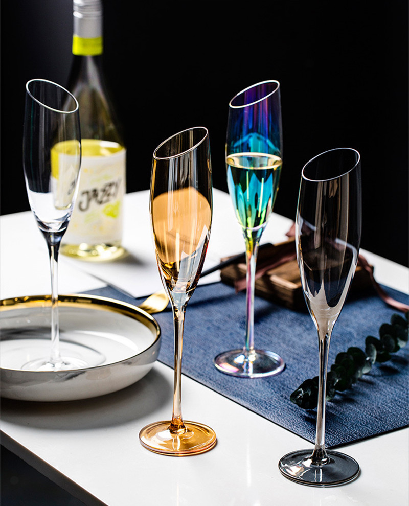 Verres en biseau en cristal Transparent, verres colorés, Style nordique Ins, changement de couleur, tasse à vin