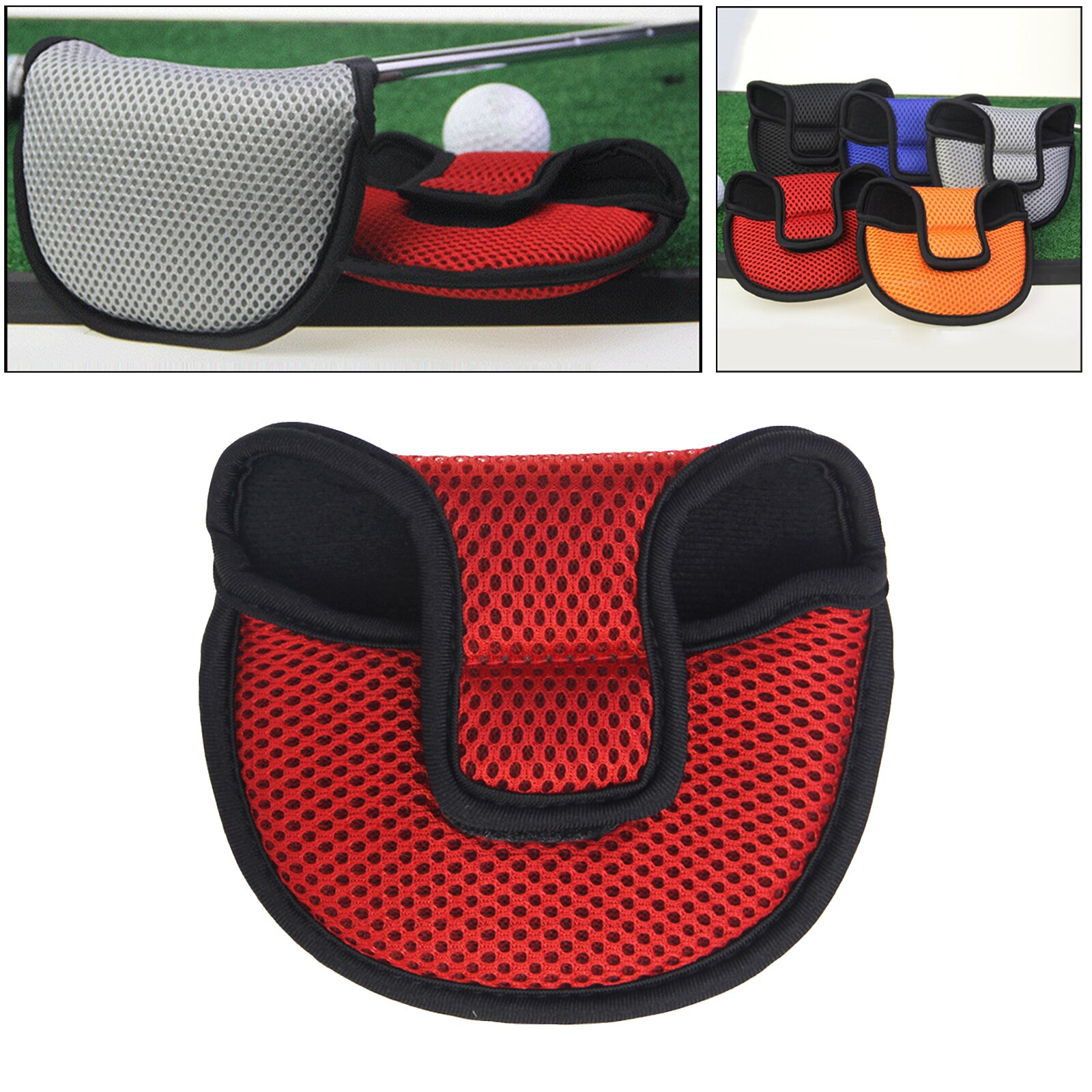 Nylon Golf Mallet Putter Head Cover Protective Headcover Universal Fit: Red