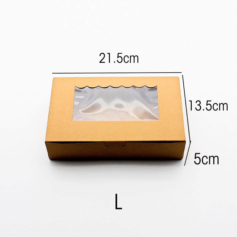 10 PCS Kraft Paper Box For Candy Cake Craft Box With Window Boxes Wedding Party Favor Brown Packing Cardboard Supplier: L