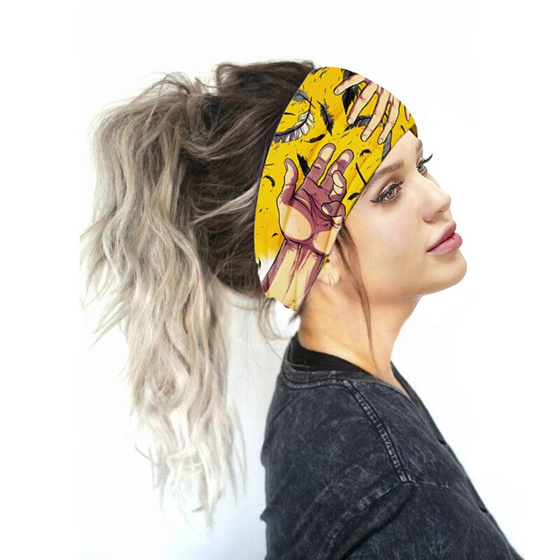 Stampato Sport Ampio Turbante Delle Donne Della Fascia Dei Capelli Delle Ragazze Fasce Cape Wrap Accessori Scrunchy Hairband Sport Copricapo 2020 Nuovo