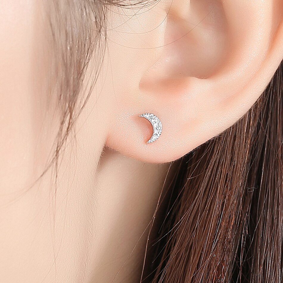 BELAWANG-pendientes de luna y estrella para mujer, de Plata de Ley 925, joyería Original de Navidad, , joyería