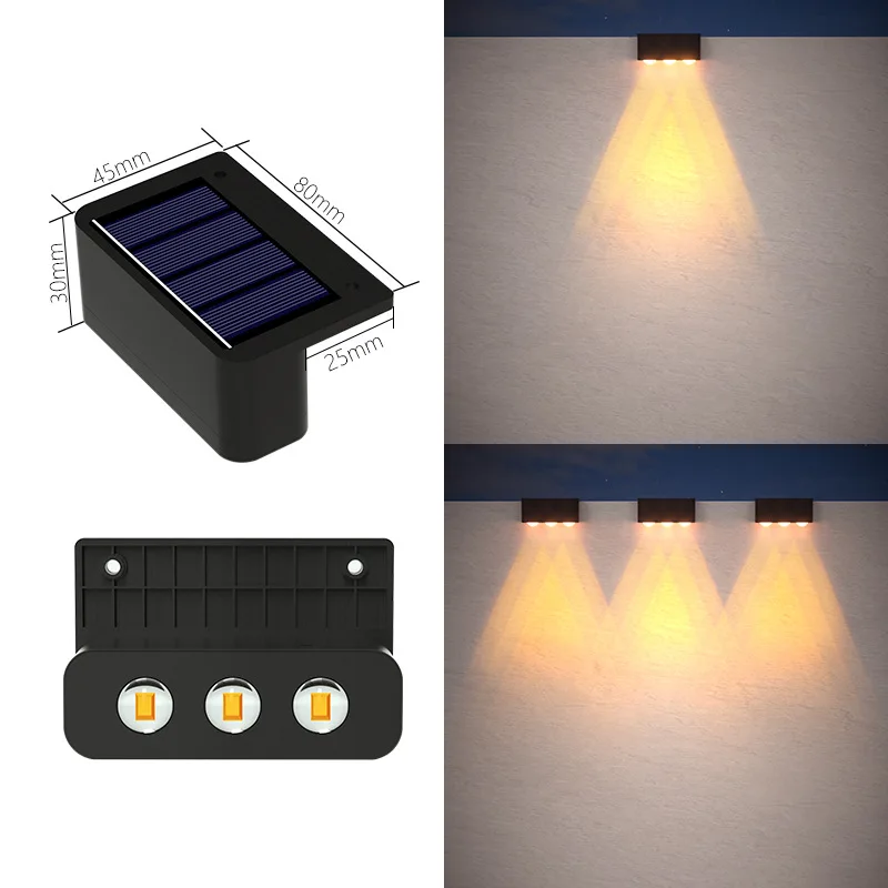 Solcelle Vegglampe Utendørs Vanntett Stegbelysning Hage Gjerde Dekorativ Gård Lampe