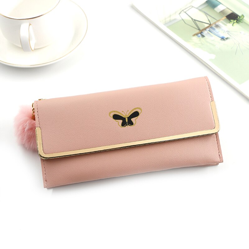 Lange frauen Brieftasche Weibliche Geldbörsen Quaste Karte Halfter Brieftaschen Weibliche Pu Leder Kupplung Geld Tasche Pu Leder Brieftasche: Rosa