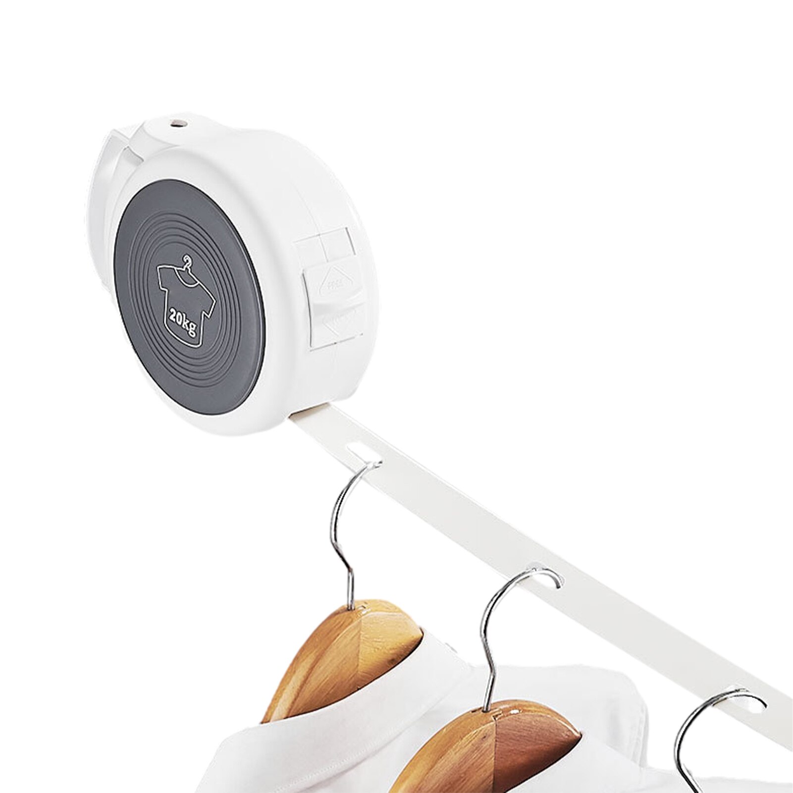 Retractable Reel Clothes Lines Washing Line with Twin Cable Wall Mounted Heavy Duty Clothes Dryer Lines of Drying Space: White