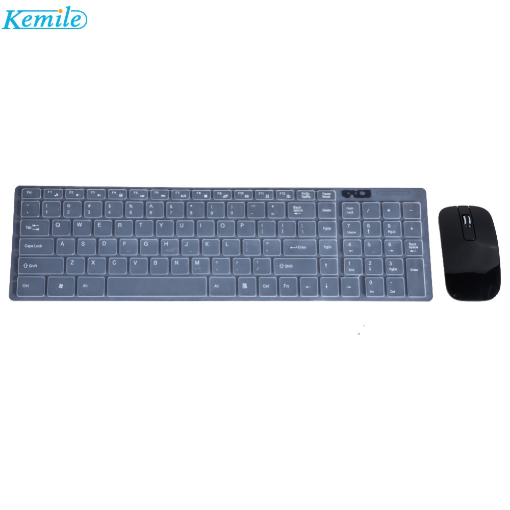 Kemile 2.4G Ultra Slim Wireless Keyboard and Mouse Set Combo UK Layout For PC Laptop-Black/white