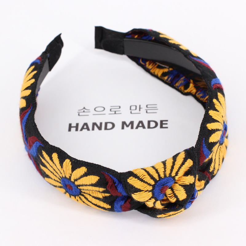 2023 Lente Zomer Afdrukken Geknoopt Hoofd Wrap Haarbanden Hoofdbanden Kleurrijk Bloemenpatroon Bohemen Stijl Vrouwen Hoofdtooi Scrunchy: YELLOW