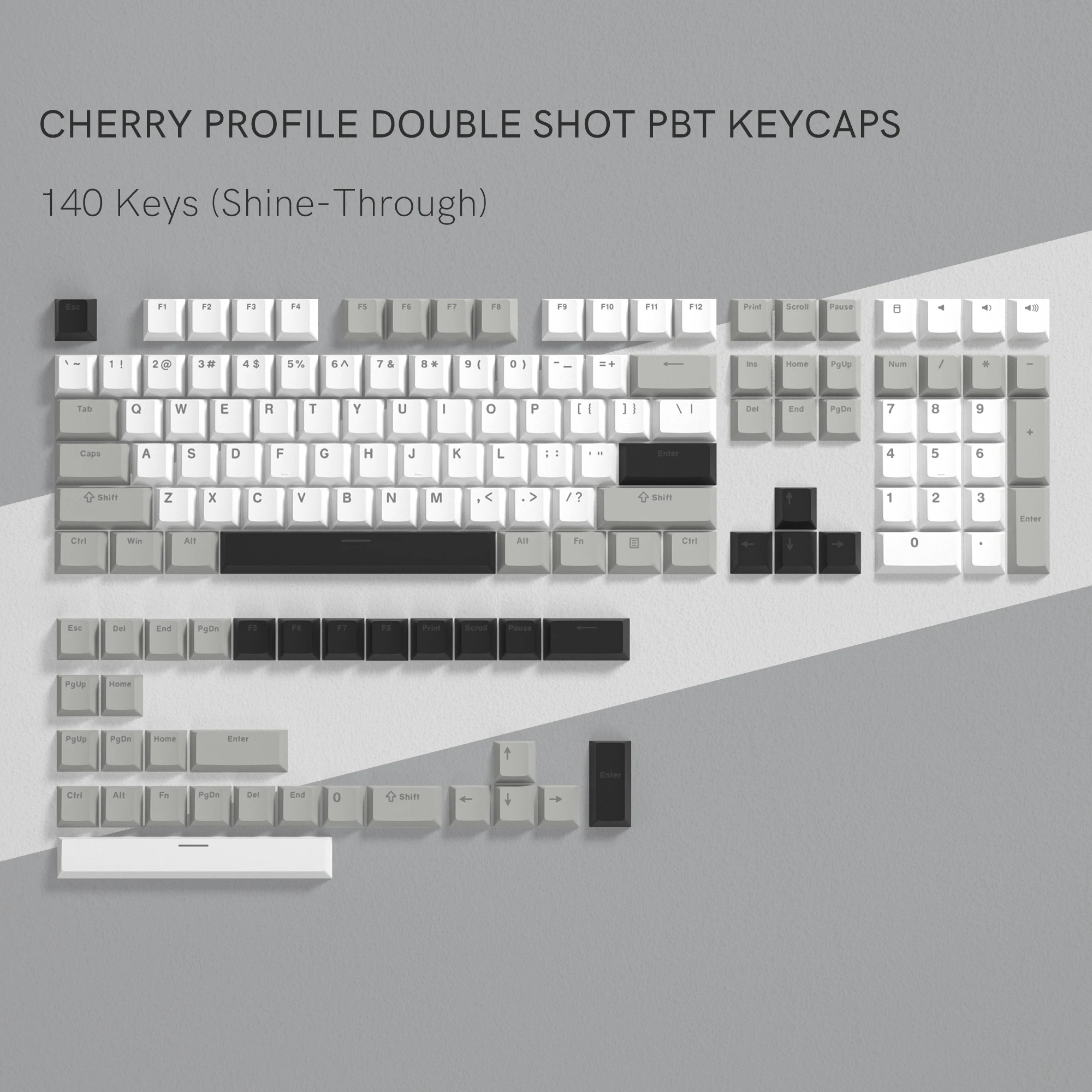 168 Keys WOB Black PBT Keycaps Cherry Profile Double Shot for Mechanical Gamer Keyboard For GK61 Anne Pro 2 Gateron MX Switches: DARK GRAY