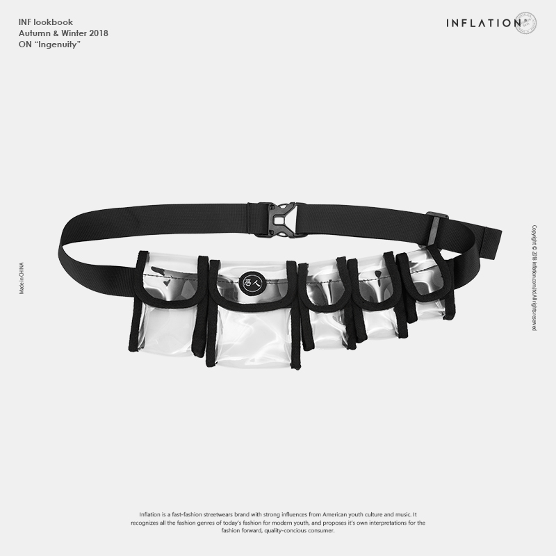 inflacja Reflctive saszetka biodrowa s Multi paczki wodoodporna męska saszetka biodrowa dupa Streetwear biodro chmiel męska funkcja woreczek 186AI2018: przezroczysty