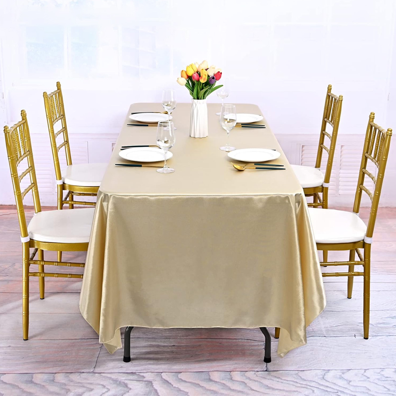 Solid Color Satin Tablecloth Table Cover Overlay Birthday Wedding Banquet Restaurant Festival Party Table Cloth Decoration