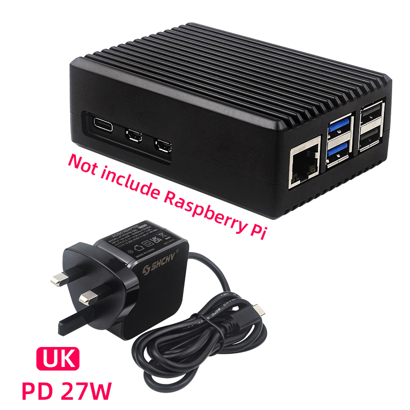 Raspberry Pi 5 aluminium behuizing Passieve koeling Gepantserde metalen behuizing Stille warmteafvoer voor RPI5 Pi5: Blauw