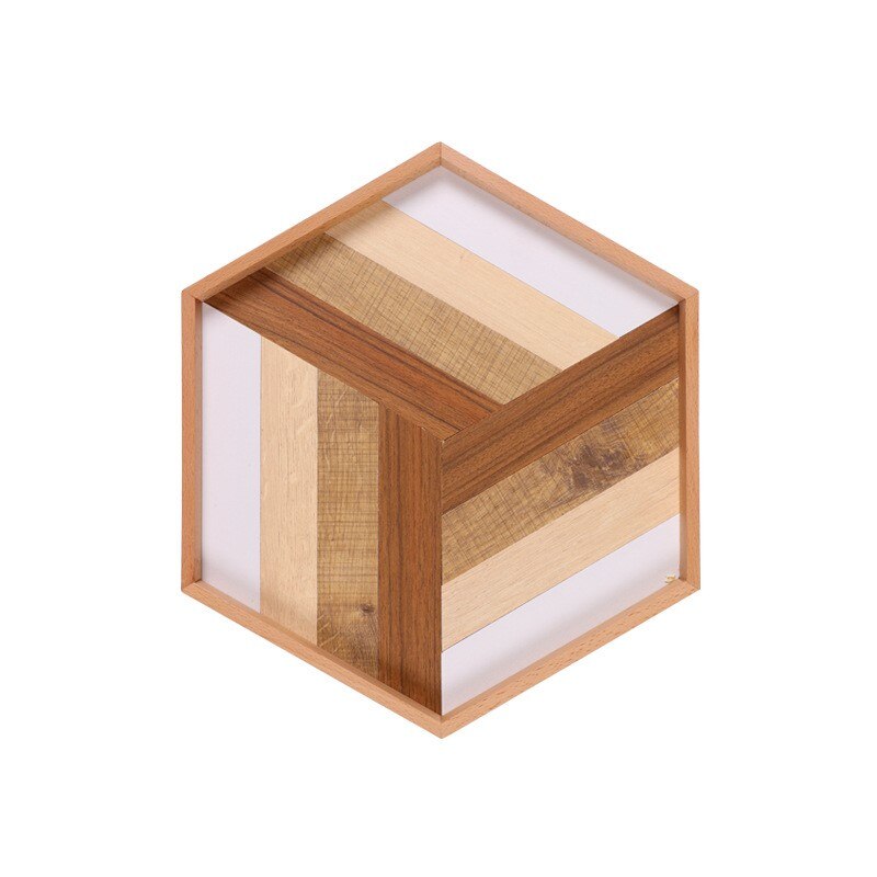Household Decorative Wooden Serving Tray Decorative Tray Baking Wooden Tray Nut Cake Tray Dinner Plate Simple Geometric Tray