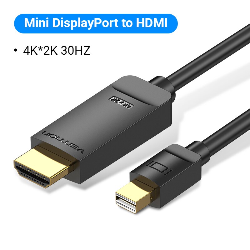 Vention Mini DisplayPort to HDMI Cable 4K Thunderbolt to HDMI Cable for MacBook Air Pro Surface Monitor Projector Mini DP to HD: 4K 30Hz / 1.5m