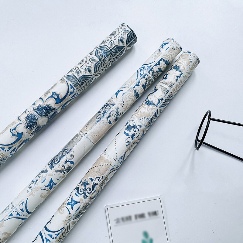 Blå mosaik mønster tapeter køkken badeværelse vandtæt wallsticker boligindretning aftagelig vinyl pvc selvklæbende tapet