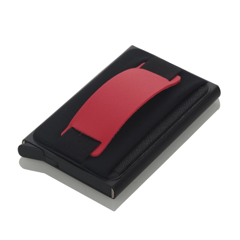 Mannen Creditcardhouder Automatische Kaarthouder Aluminium Mini Portemonnee Met Back Pocket Id-kaart Rfid Blocking Portemonnee: red