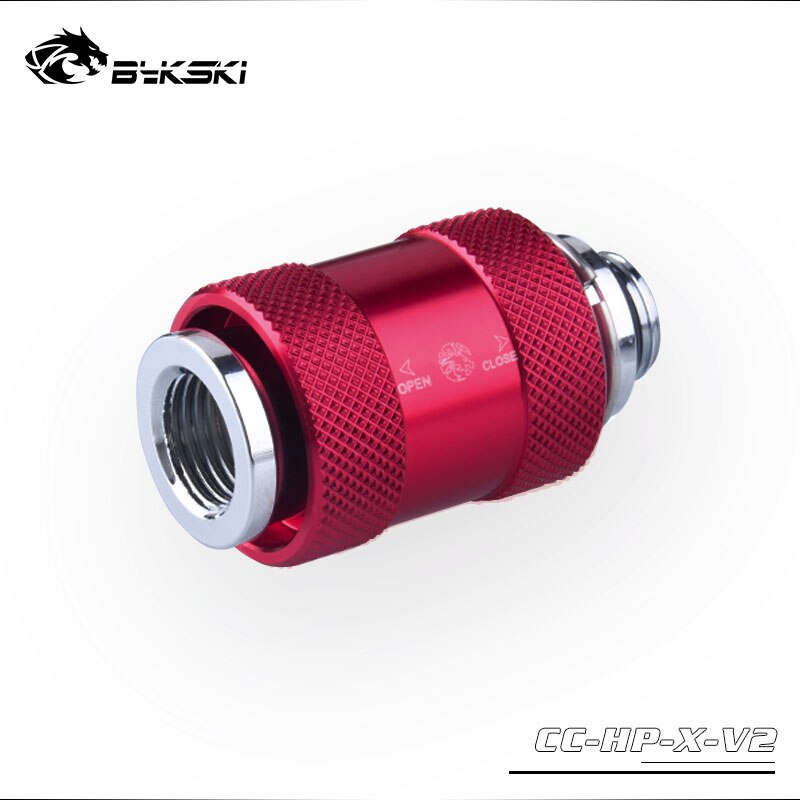 Bykski Hand Push Valve Switch G1/4 Thread Male to Famale Flat + Mini Dual External Thread Water Stop fittings CC-HP-X-V2: red