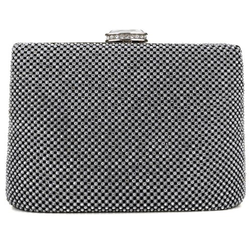 Bolsa feminina de embreagem oco com strass de vidro ouro bolsa de ombro bolsas de luxo bolsas femininas designer bolsa feminina: Black