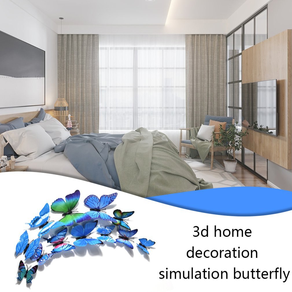 12 Pcs Pvc Vlinder Muur Decor 3D Vlinders Muurstickers Art Decals Woondecoratie Decoratie Op De Muur