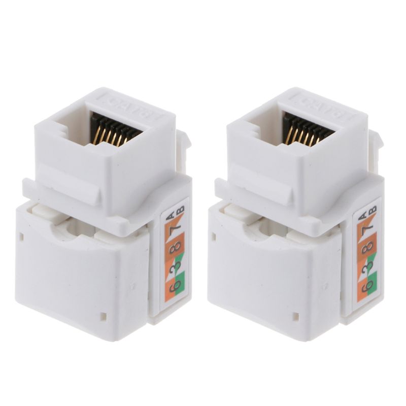 T8WC 2Pcs CAT6 Network Module Information Socket RJ45 Connector Adapter Keystone Jack