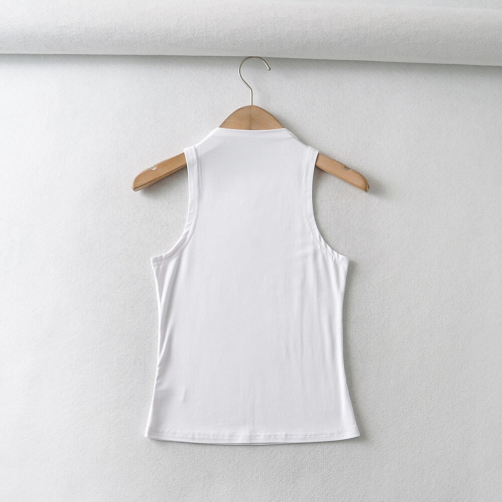 Bradely Michelle Zomer Aankomst Vrouwen Effen Kleur Causale Sexy Croped-Top Mouwloze Tank Streetwear: M / White