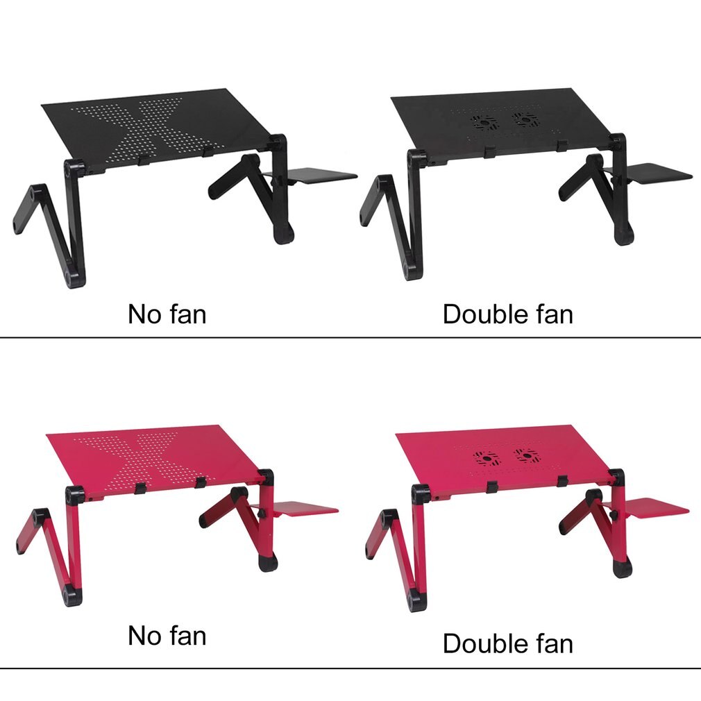 Escritorio para ordenador de aleación de aluminio, portátil, ajustable, Plegable, portátil, soporte plegable para escritorio, bandeja con ventilación