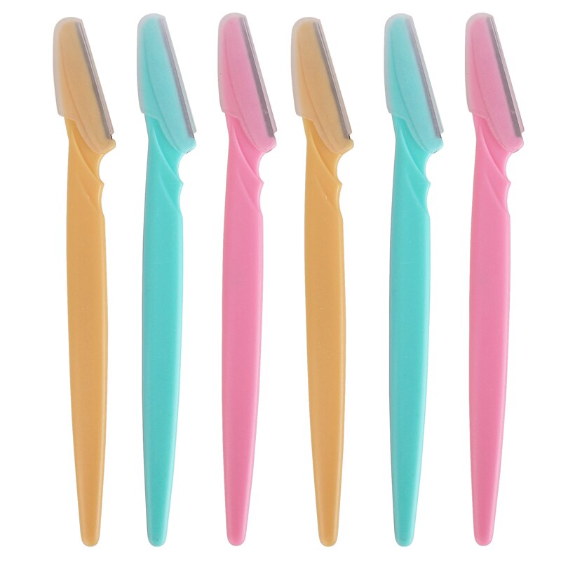 Recortador de cejas práctico, cuchilla de afeitar segura para la cara, eliminador de vello corporal y Facial, espátula, herramientas de maquillaje de belleza, 3/6 Uds.: 6pcs random