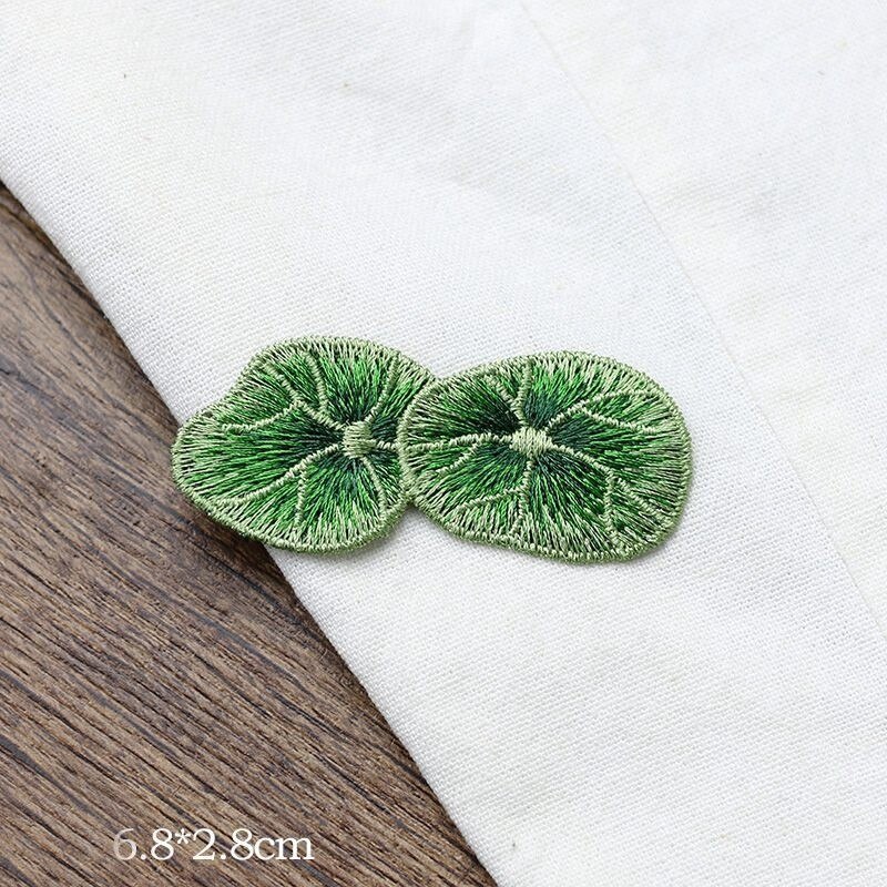 Groen Lotusblad Geborduurde Applique Naai-Patches Sticker Voor Kleding Bag Craft Reparatie Diy Decoratie