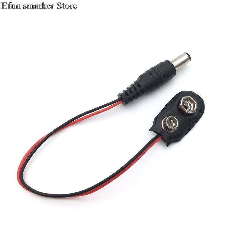 6F22 9V Battery Adapter Snap Connector clip Lead Wires holder DC 5.5*2.1 jack Clip Power cable For Arduino DIY Jack: I Type with DC jack