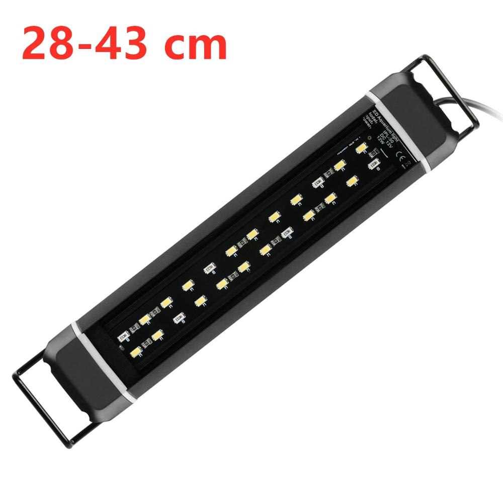 NICREW-Luz LED impermeable para acuario, iluminación de crecimiento de plantas de agua dulce, lámpara blanca y azul de 16W para acuario de 45-61cm: 28-43 cm