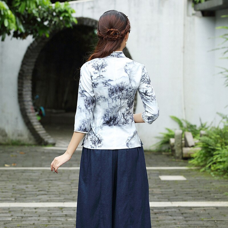 Traditional Chinese Clothing Women Sets Blouse And Pants Sets Elasticity Qipao Suits Tops Chinese Costume 3XL