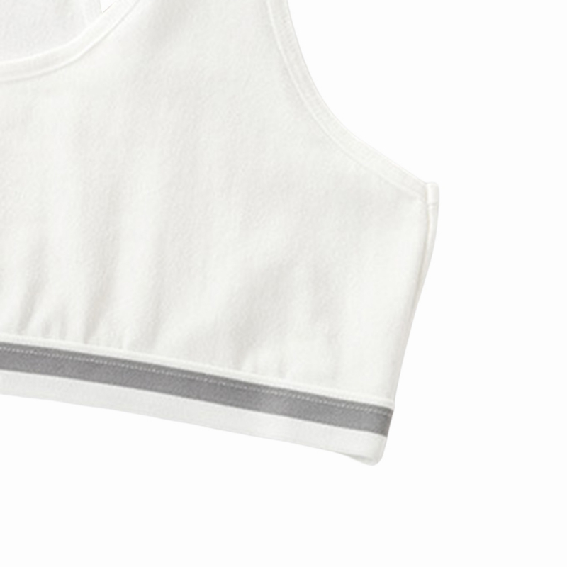 Bobora 4pcs/set Cute Girls Training Bra Crop Racerback Training Girls Seamless Bra Wireless Unpadded Bra Wide Shoulder Strap