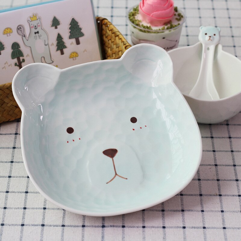 Ceative céramique animaux plat dessin animé porcelaine Sushi assiette mignon ours forme plat assiette salade dîner plateau Sauce plat 1 pièces