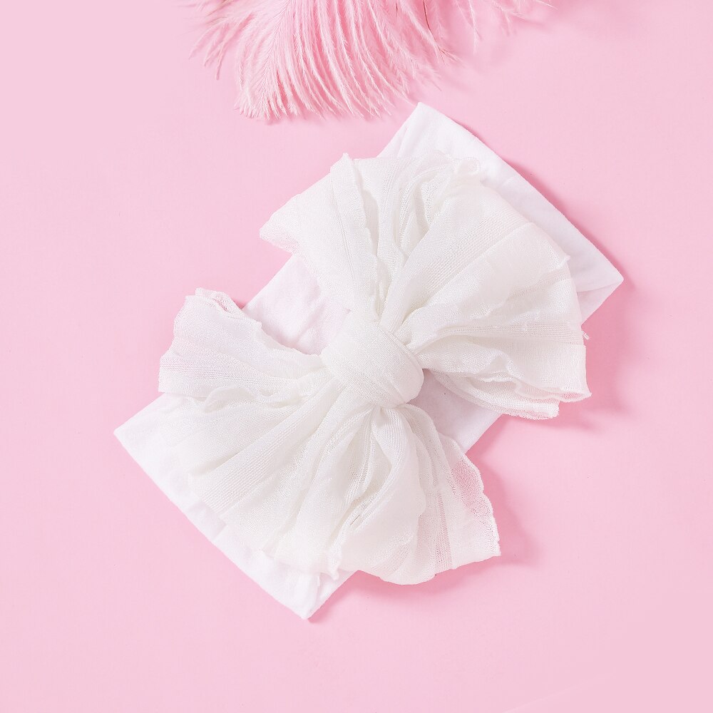 Großes rüschen-schleifen-stirnband aus Nylon, breiter babyturban aus superweichem Chiffon, handgefertigt, geknotet, einheitsgröße, jfny 200: Farbe 7