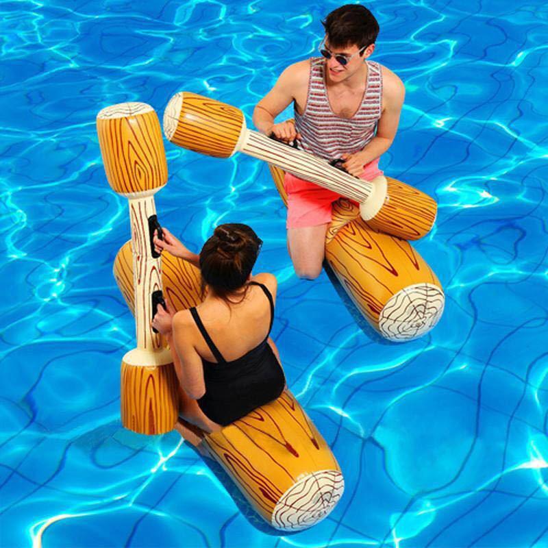 Summer Outdoor Beach Pool Inflatable Swimming Rings Women Men Water Sports Double Beat Swim Log Stick Set Pool Float Toys