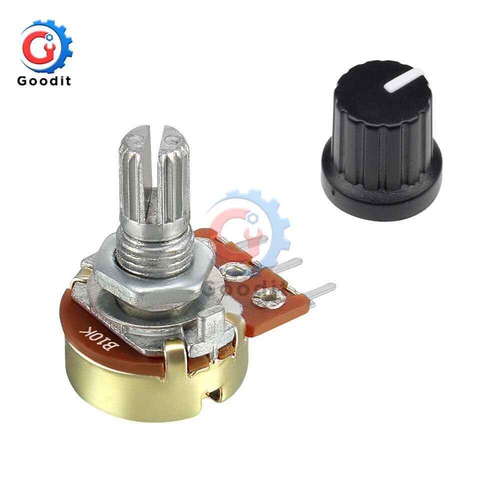 WH148 5Pcs/lot 1K 10K 20K 50K 100K 500K Ohm 15mm 3 Pin Linear Taper Rotary Potentiometer Resistor for Arduino with AG2 White cap