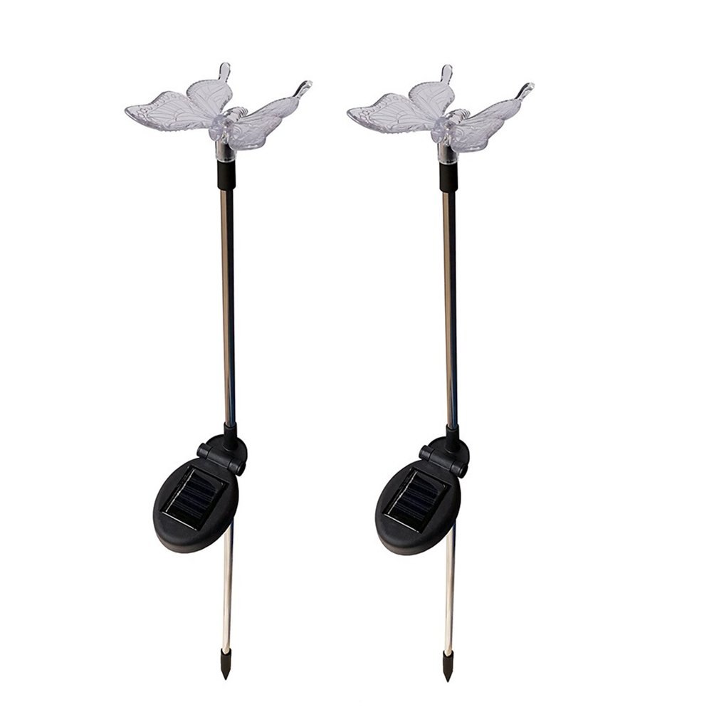2Pcs Multicolor led Solar Stake Lights Outdoor Dragonfly/Butterfly Lawn Lamps Outdoor Garden Lawn Landscape Pathway Lights: Butterfly