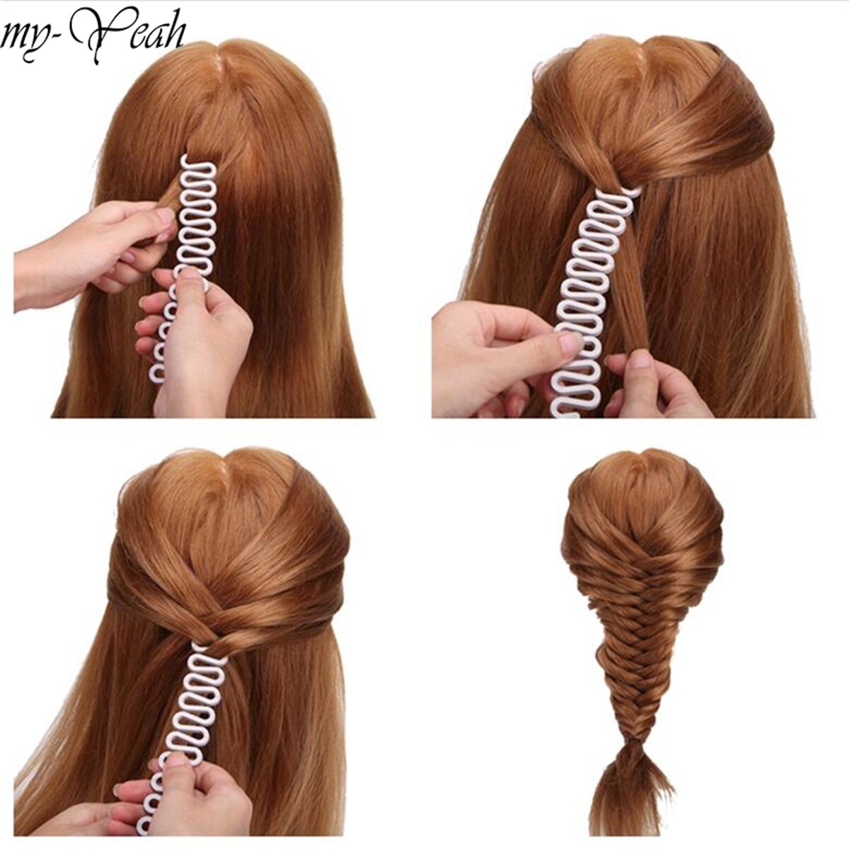 Rodillo trenzado de hueso de pescado, herramienta para hacer moños, accesorios de banda trenzada, 3 colores