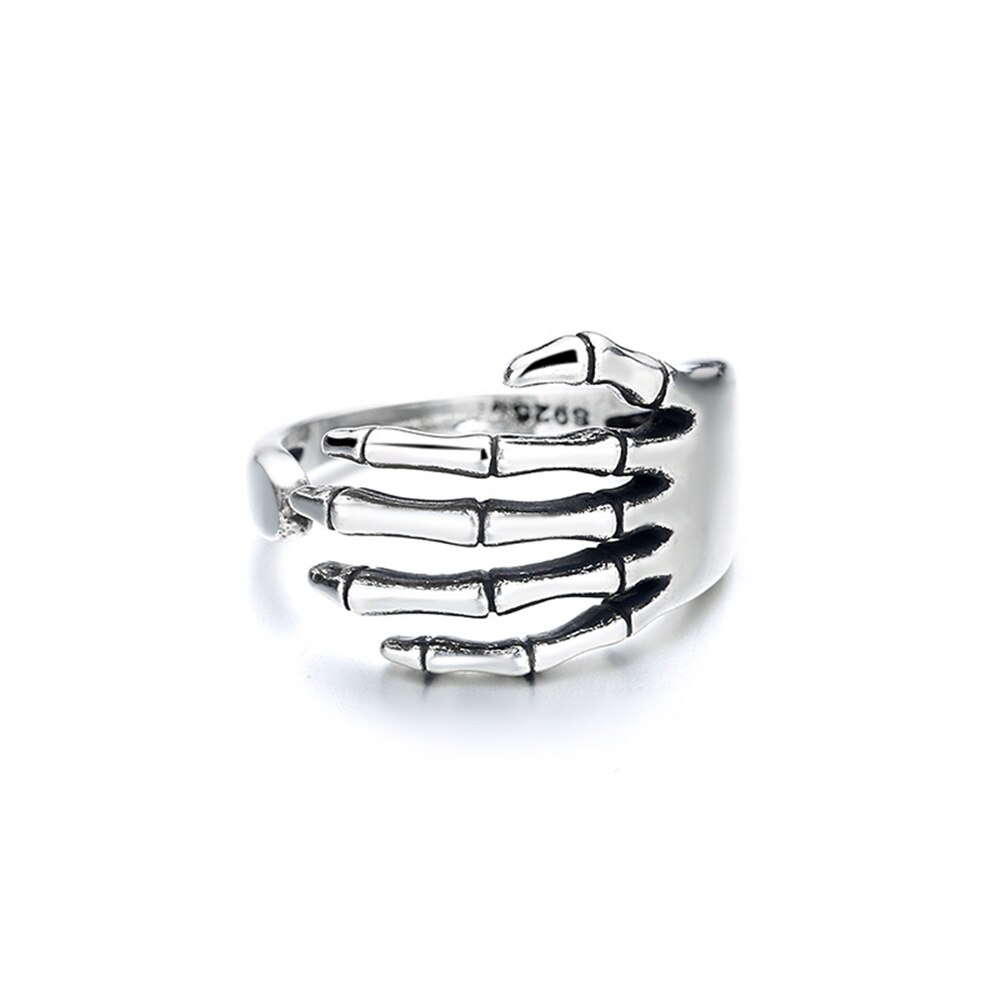 Anelli a mano scheletro gotico per donna anello Punk Emo regolabile polsino aperto anelli da dito per feste gioielli femminili Vintage anelli regalo