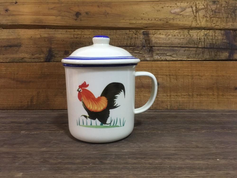 För restauranger hotell hem porslin stor röd tuppmönster tekopp mugg kopp med tänd kaffekopp och fat: 9.7cm