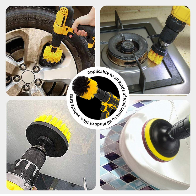 14Piece Drill Brush Attachments Set cleaning brush for drill, Shower, Tile and Grout All Purpose Power Scrubber Cleaning Kit D30