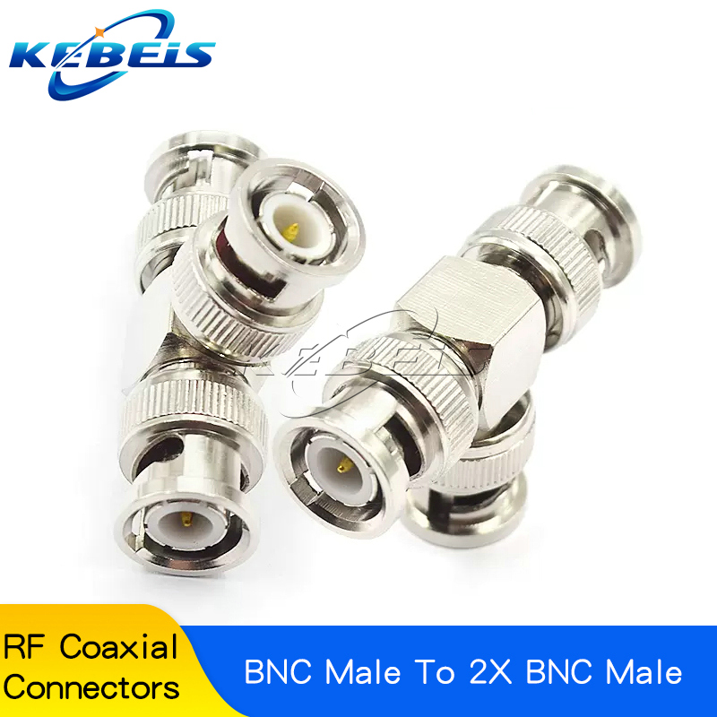 Conector BNC Q9 a BNC macho y hembra, Conector de ángulo recto de 90 grados, tipo T, divisor de 3 vías y 4 vías, adaptador RF doble macho y hembra, 1 piezas: Castaño