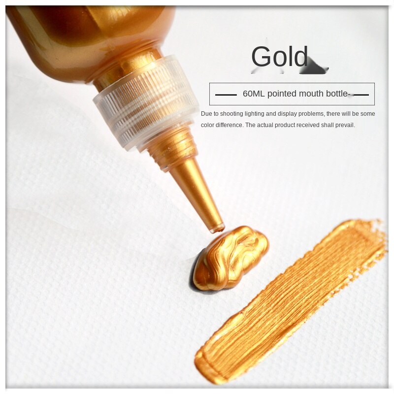 60Ml Acrylverf Goud Verf Metallic Waterdichte Niet Vervaagd Voor Beeldhouwwerken Coloring Diy Hand Kleding Geschilderd Graffiti Pigmenten: 3