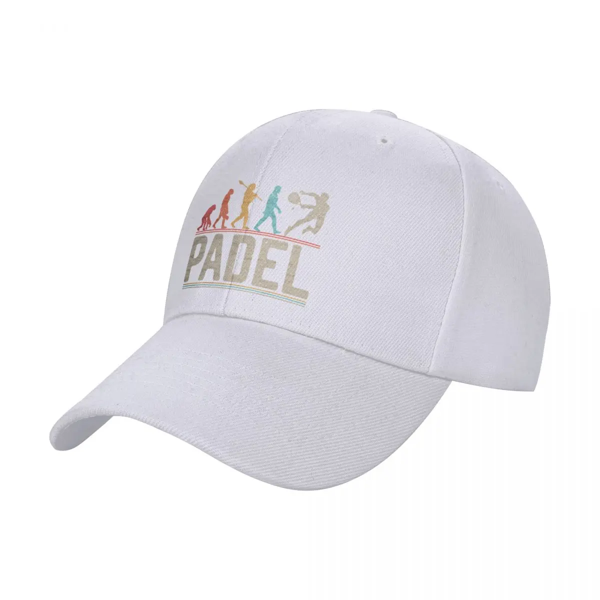 Padel Evolution of Man Vintage Funny Padel First Baseball Cap, Christmas Hat, Beach Hat for Men, Women's Caps: WHITE