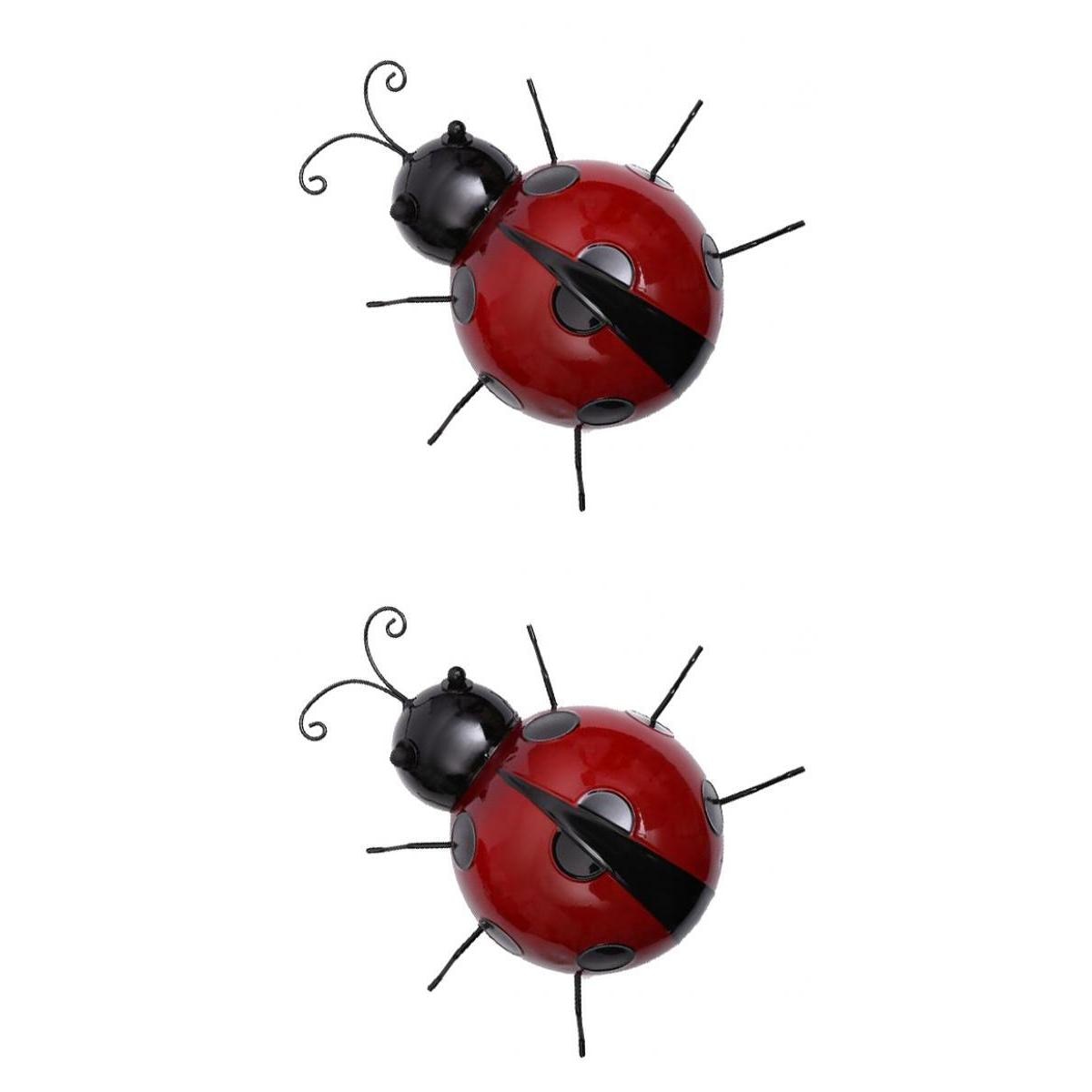 2Pcs/Set Metal Ladybug Statues for Wall Art Decor, Outdoor Garden Decor (10cm and 16cm)