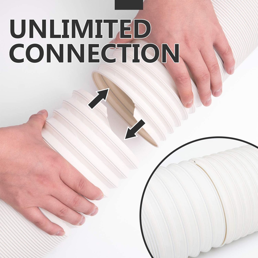 Portable Air Conditioner Window Vent Kit With 80" Length, 5.9" Diameter Exhaust Hose, 13Pcs