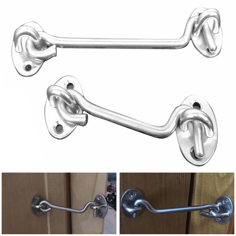Hasp Latches Stainless Steel Sliding Door Chain Locks Security For Window Door Tools Hardware Accessories Silent Latch Lock